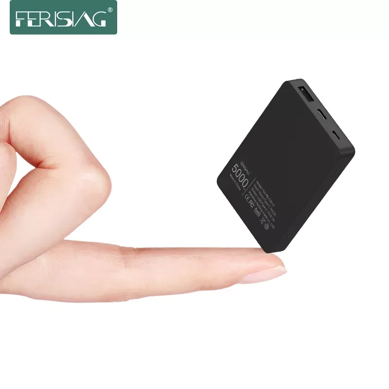 

NEW FERISING Slim Mini Power Bank 5000mAh Portable PowerBank 5000 mAh USB Typc C PoverBank External Battery Charger For Xiaomi B