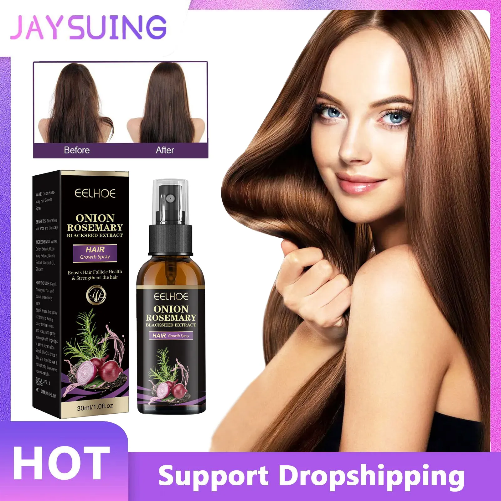 

Hair Regrowth for Men Women Promote Quickly Grow Deep Nourishing Scalp Dry Damaged Repair Smoothing Hair Treatment Lotion Spray