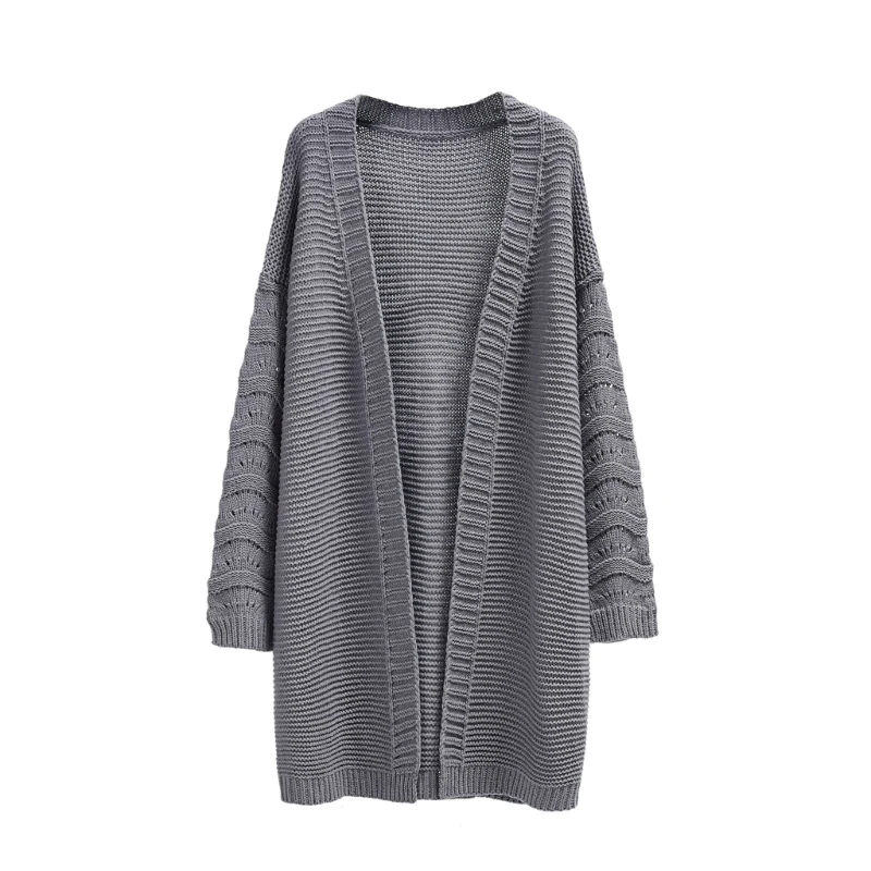 

Autumn Winter Casual Loose Knitwear Cardigan for Women Chunky Cable Knitted Solid Color Open Front Sweater Coat Drop Shipping