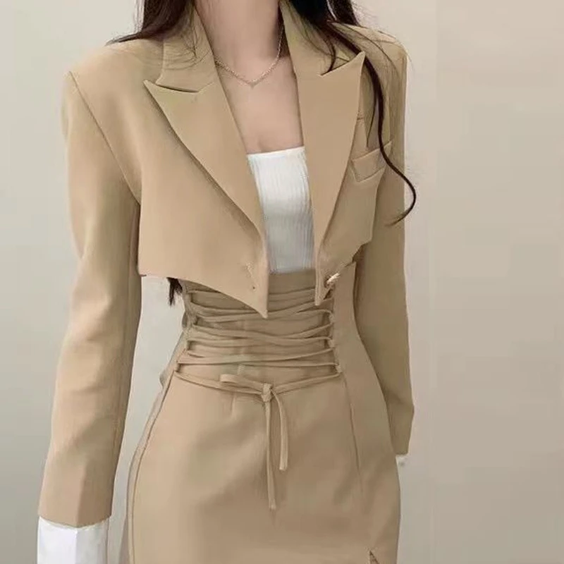 Summer Blazer Suit Skirt Women's Matching Sets Sexy Trend 2 Piece Outfits 2023 Set of Two Fashion Pieces for Women Office Skirts