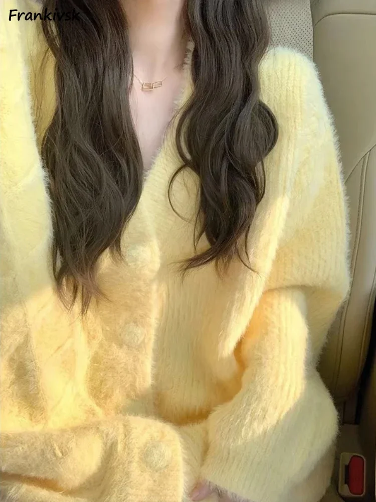 Однотонный кардиган женский осенний мягкий уютный простой повседневный милый