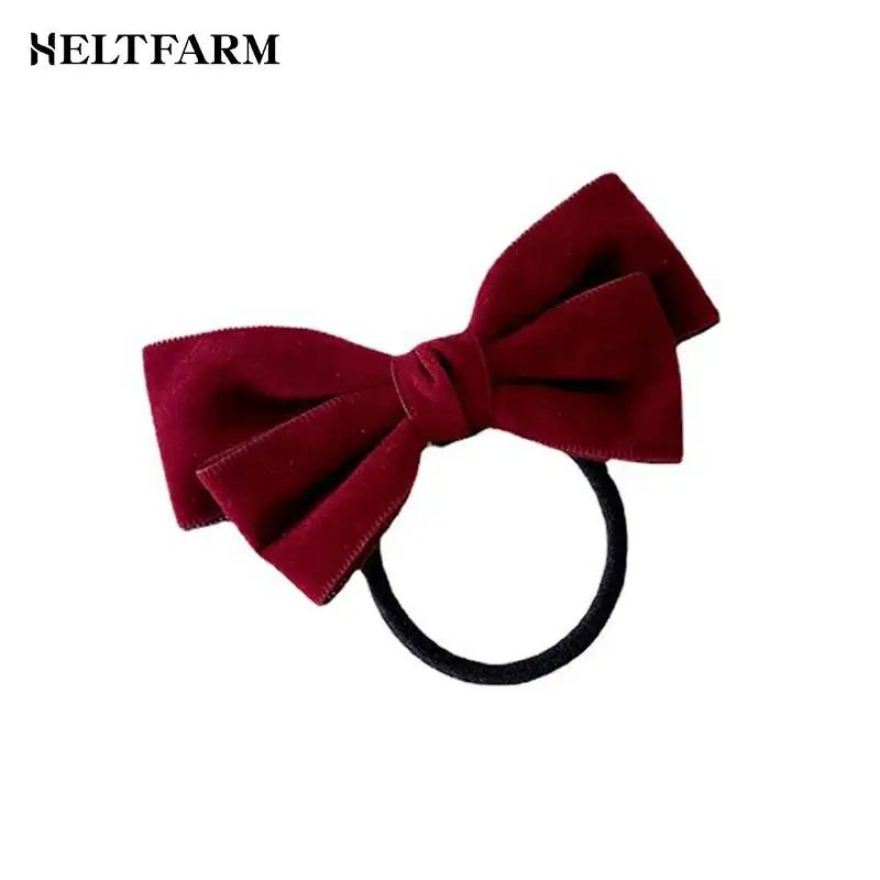 

1pcs Elegant Girls Ponytail Holder Hair Bows Accessories Sweet Velvet Bowknot Har Ties Women Rubber Elastic Hair Bands