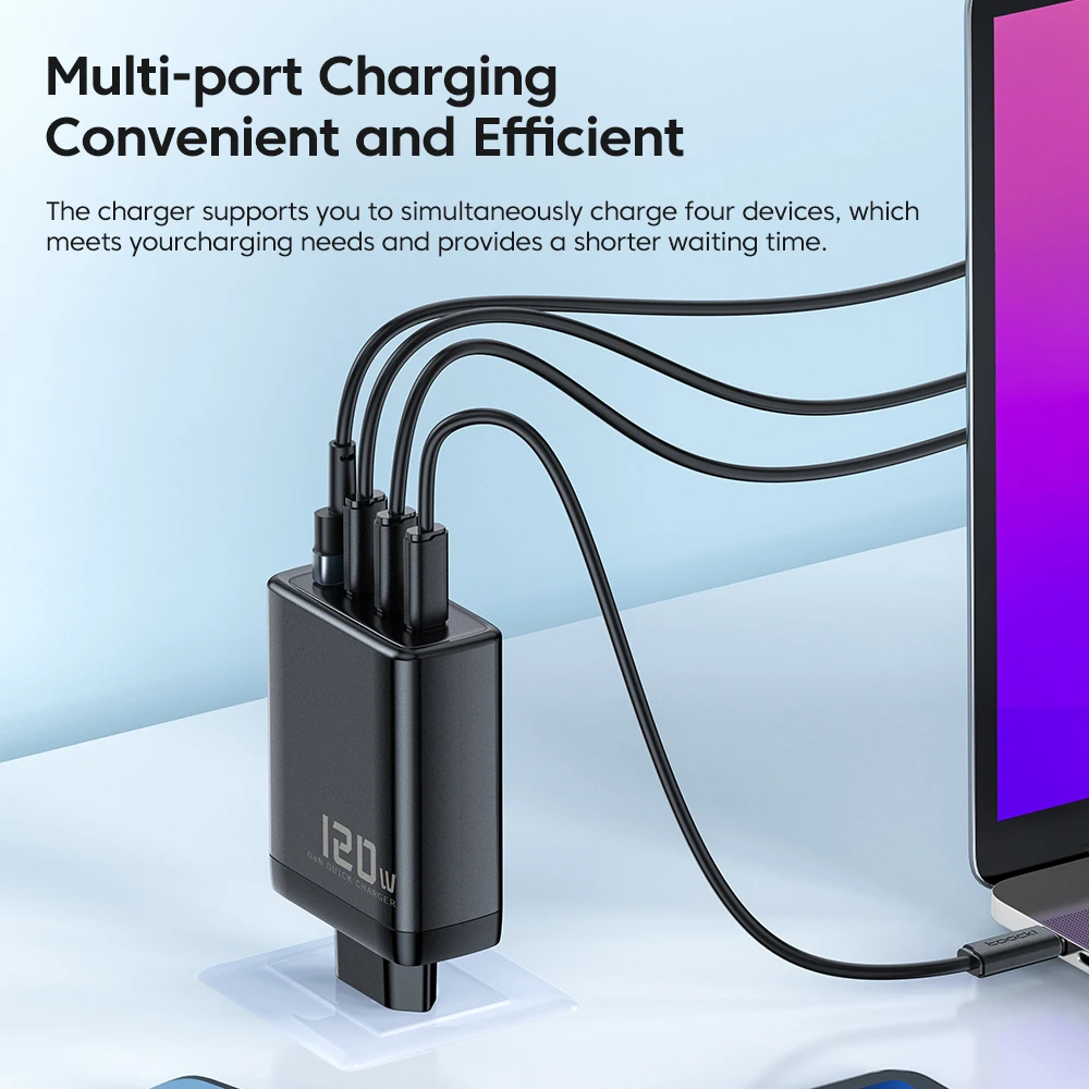 Зарядное устройство Toocki 120 Вт USB C GaN быстрая зарядка 4 0 3 зарядное для iPhone 14 13 12 Pro