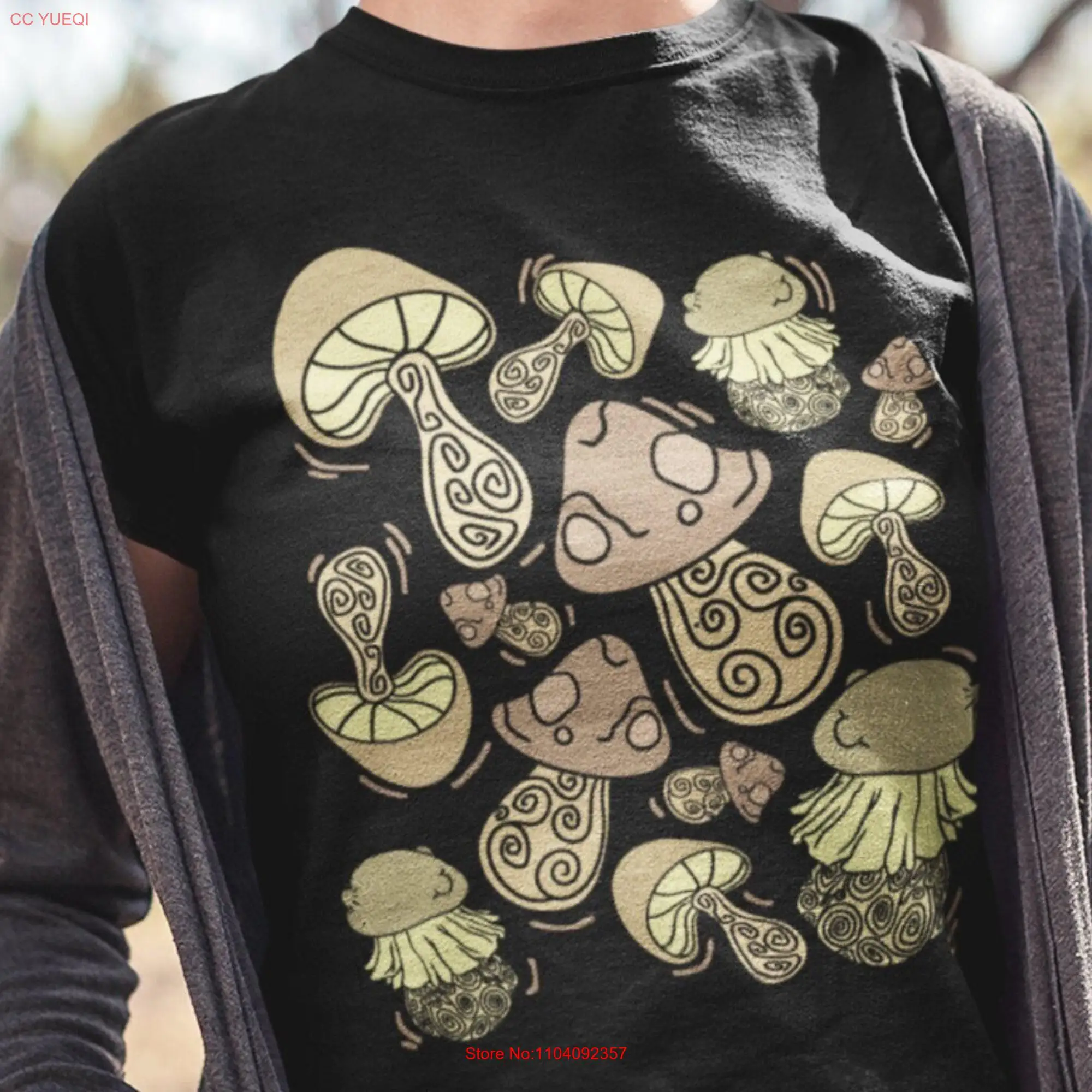 Футболка с изображением леса грибов Сказочный наряд хлопковая ткань дизайн