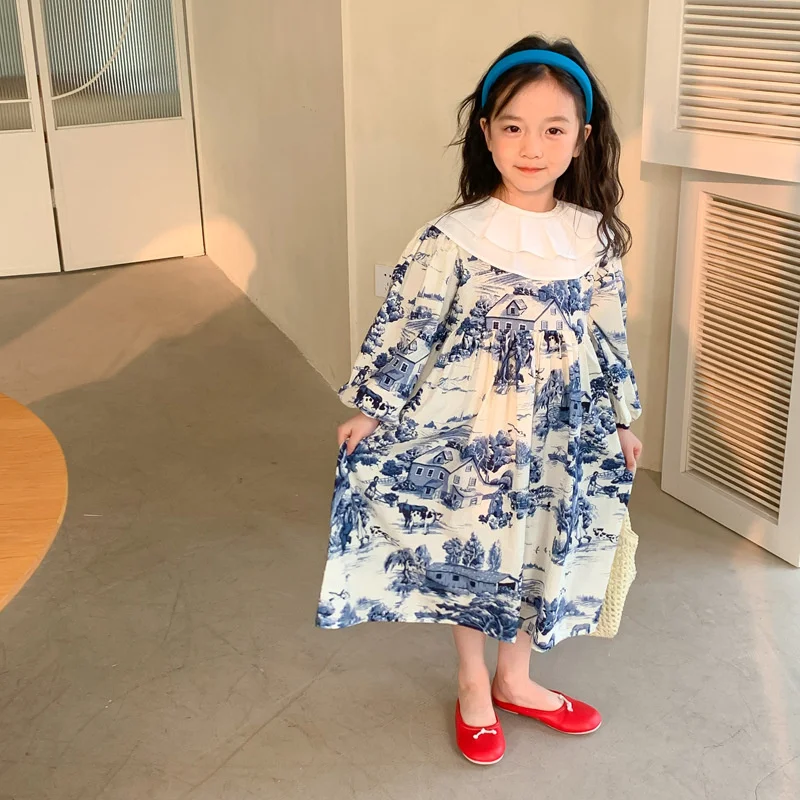 

Girl Dress Party Evening Gown Cotton 2022 Classic Spring Autumn Cotton Flower Girl Dress Vestido Robe Fille Ball Gown Kids Baby