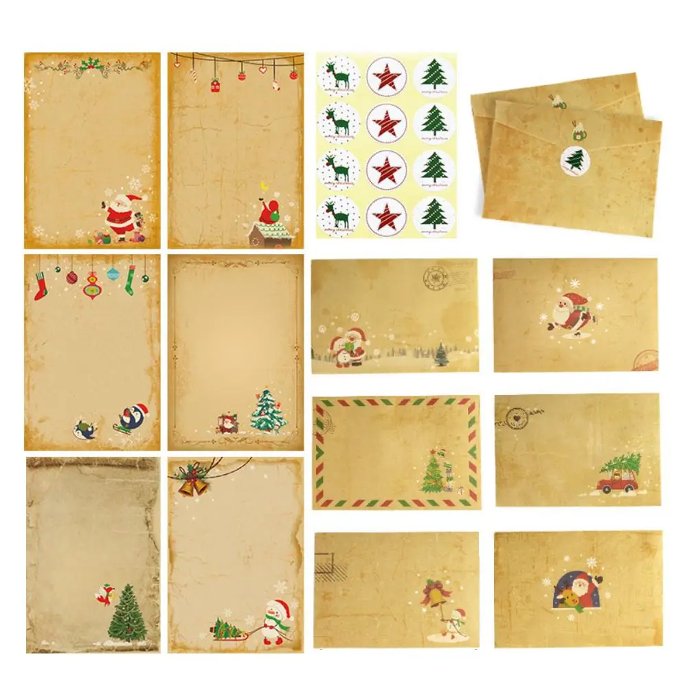 

Invitation Greeting Card Holiday Wedding Birthday Vintage Kraft Paper Christmas Patterns Letter Writing Paper Envelopes