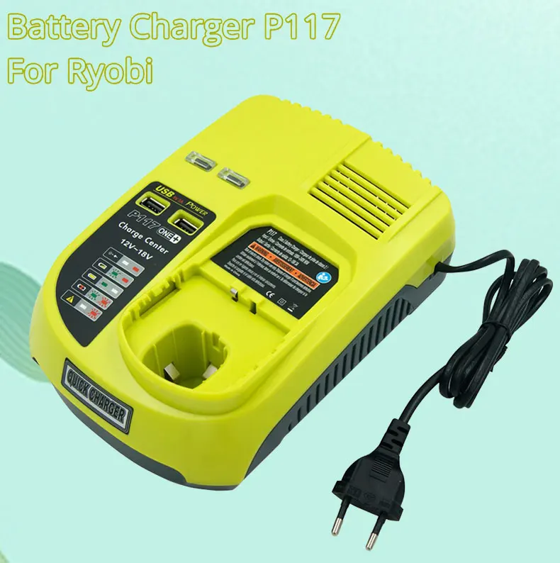 

P117 Rechargeable Battery Charger AC100-260V Li-Ion Nicd Nimh Universal Charger for Ryobi Batteries P103 P105 P107 P118 USB Port