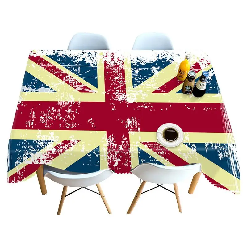 

Union Jack Tablecloth Old-Fashioned 3 Sizes Rectangle The Great Britain United Kingdom Table Cover 70th Queen's Jubilee Party