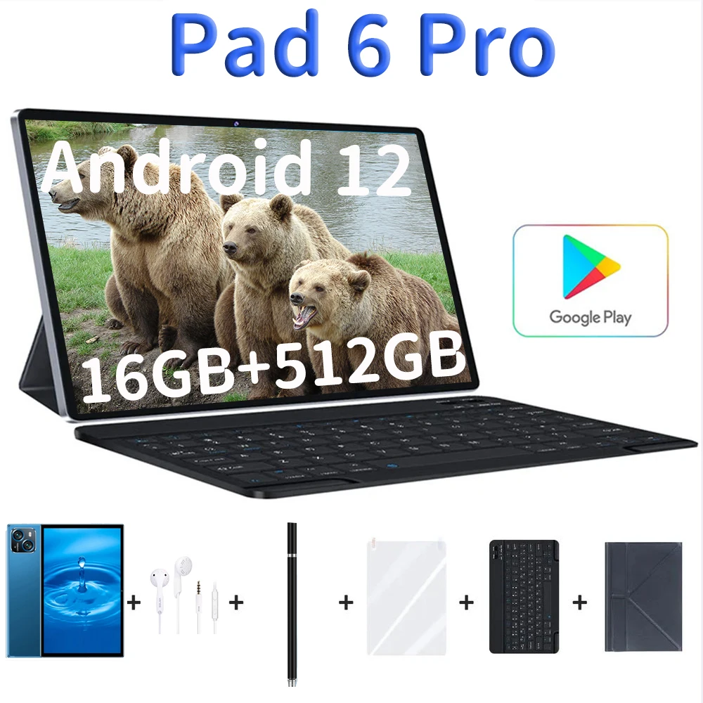

2023 Pad 6 Pro Tablet Android 10.1 Inch HD 16G+512GB Global Tablette For Laptop 5G Dual SIM Card or WIFI Google Play Tablets PC