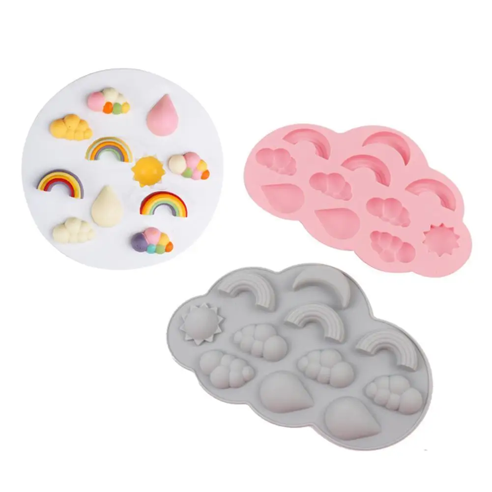 

3D Rainbow Cloud Raindrop Silicone Mold 11-Cavity Rainbow Weather Shape DIY Baking Cake Chocolate Fudge Cheese Ice Cube Mold