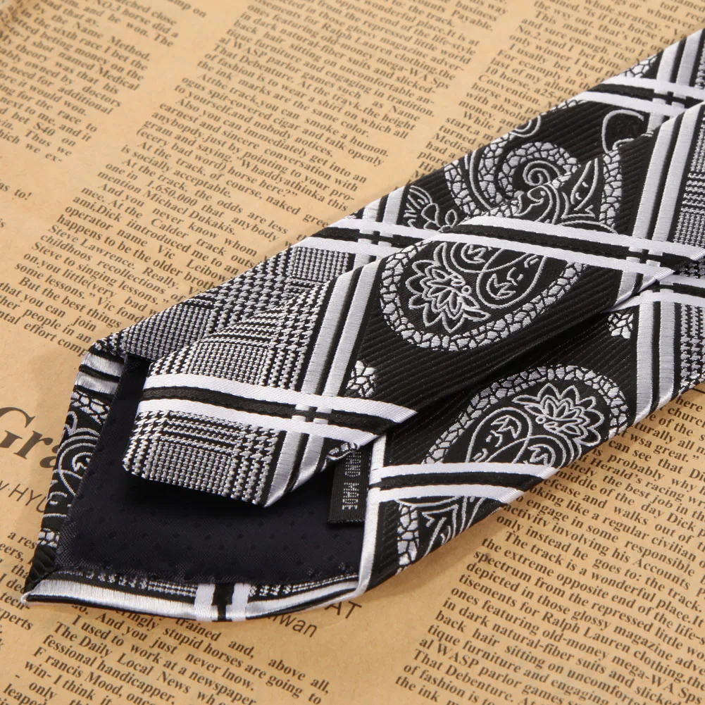 

Fibre Male Tie New Black Fashion Men Suits Necktie Floral Pattern Solid Neckties Jacquard Woven for Gift for Wedding Party Work