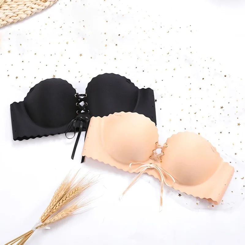 

Invisible Women Bra Strapless Female Underwear Gather Non-slip Bra Top Support Thick Tube Chest Wrap Chest Small Woman Clothes