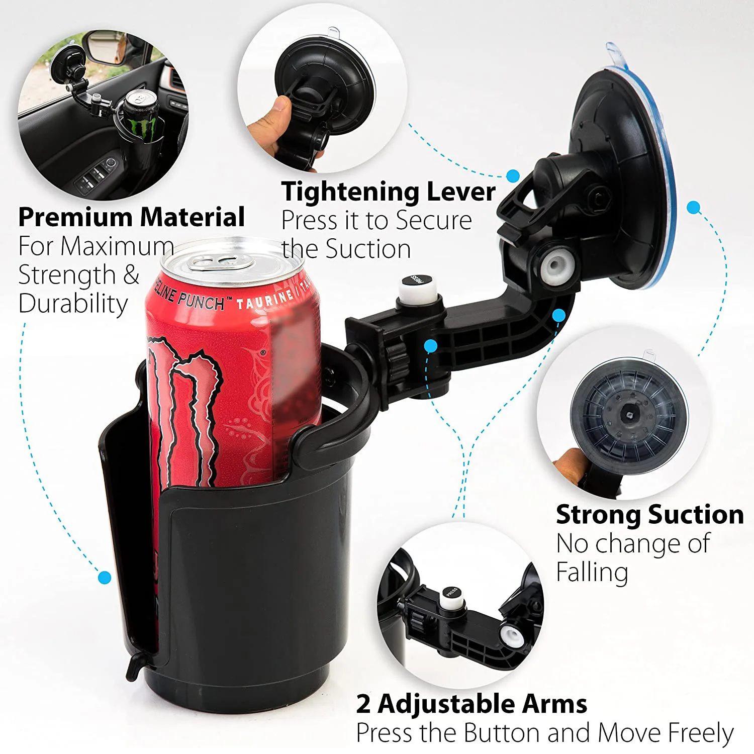 Car Water Cup Holder Car Drink Holder Coffee Barrel MUG CUP Car Suction Cup Mobile Phone Holder Adjustable for TESLA MODEL 3