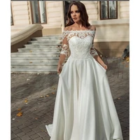 charming boho wedding dress elegant boat neck appliques buttons tea length bridal gowns custom made for women vestidos de noiva