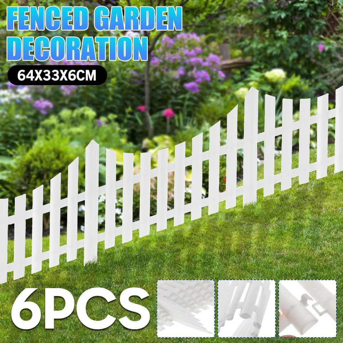 

12PCS Garden Fence Garden Border Decorative Fence Picket Fence Plastic Garden Border Edge Garden Yard Wedding Decor Wholesale