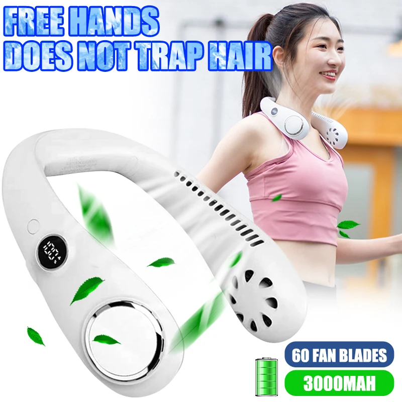 

2022 Hanging Neck Fan Portable Summer Bladeless Fan for Outdoor Sports Running Travel Wearable USB Neckband Hanging Neck Fans
