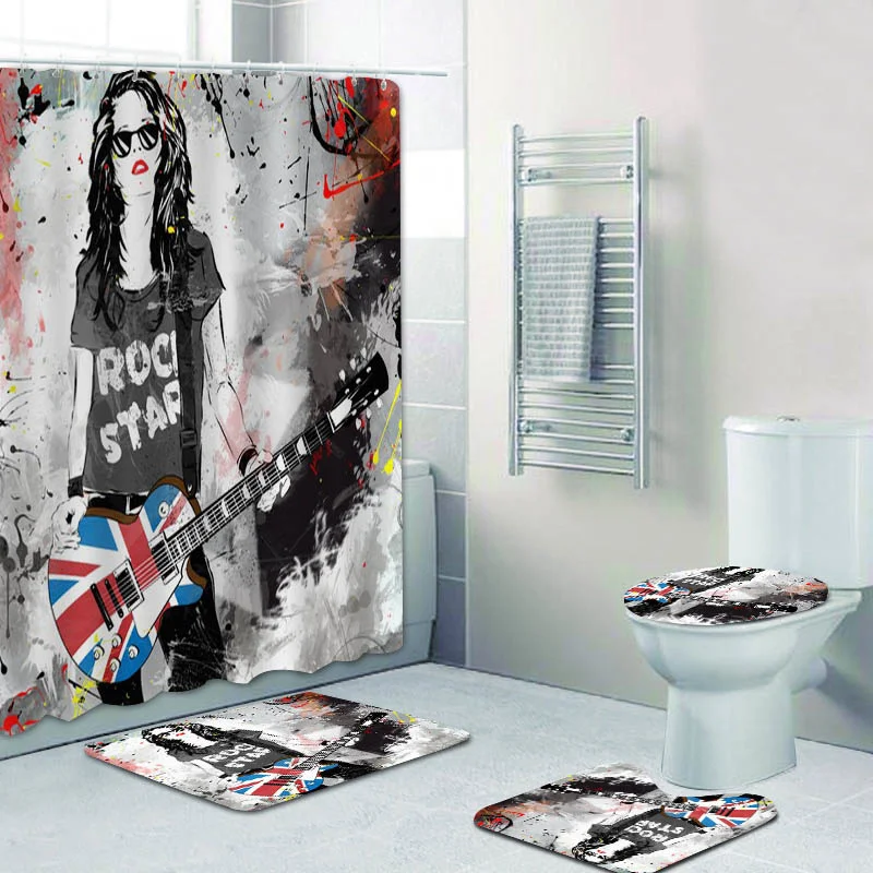 Модная шторка для душа девушки с Парижской башней и ковриком ванной комнаты