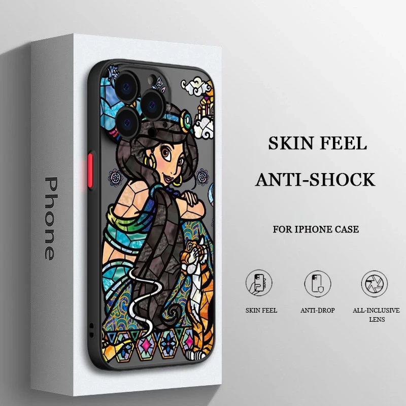 

Disney Jasmine Princess Matte Phone Case For Apple iPhone 14 13 12 11 XS XR Pro MAX 8 7 Plus Frosted Translucent