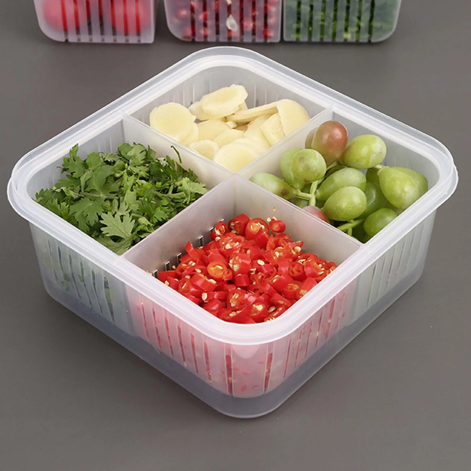 

Plastic Food Fresh Box Separate Storage Case Refrigerator Containers with Lid Vegetable Friut Home Kitchen Food Storage Supply