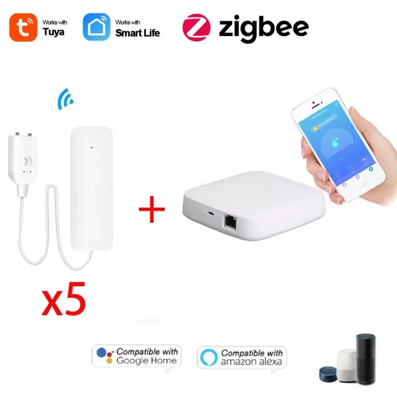 

2023NEW Zigbee WiFi Water Leak Sensor, Water Leak Detector, Smartlife APP Notification Alerts,Water Flood Leak Alarm Home Securi