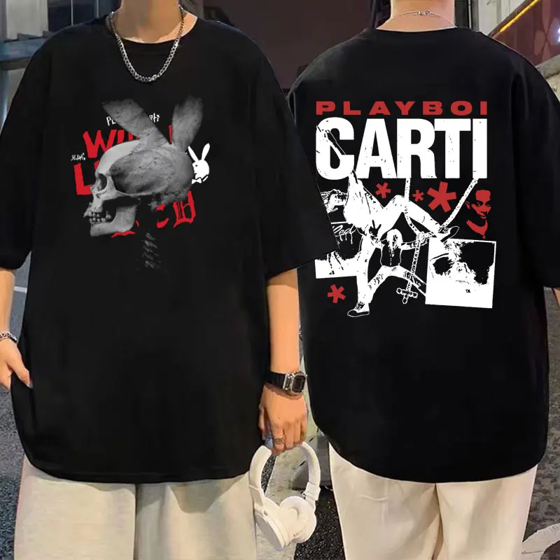 

Rapper Playboi Carti Whole Lotta Red Skeleton Tshirt Men Women Hip Hop Oversized T-shirts Unisex Fashion Casual Cotton T Shirts