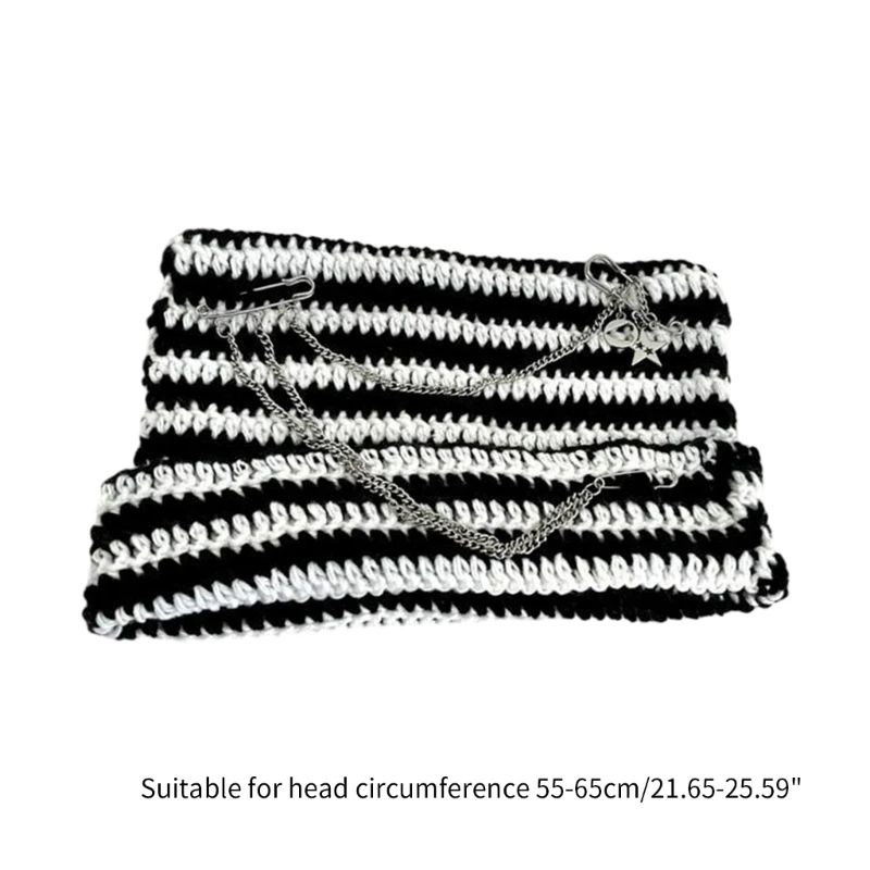 

634C Winter Knit Cat Ear Hat with Alloy Chain Keep Warm Hat Windproof Hat for Adult
