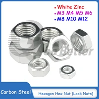 white zinc hexagon hex nut carbon steel lock nuts m33mm m44mm m55mm m66mm m88mm m1010mm m1212mm