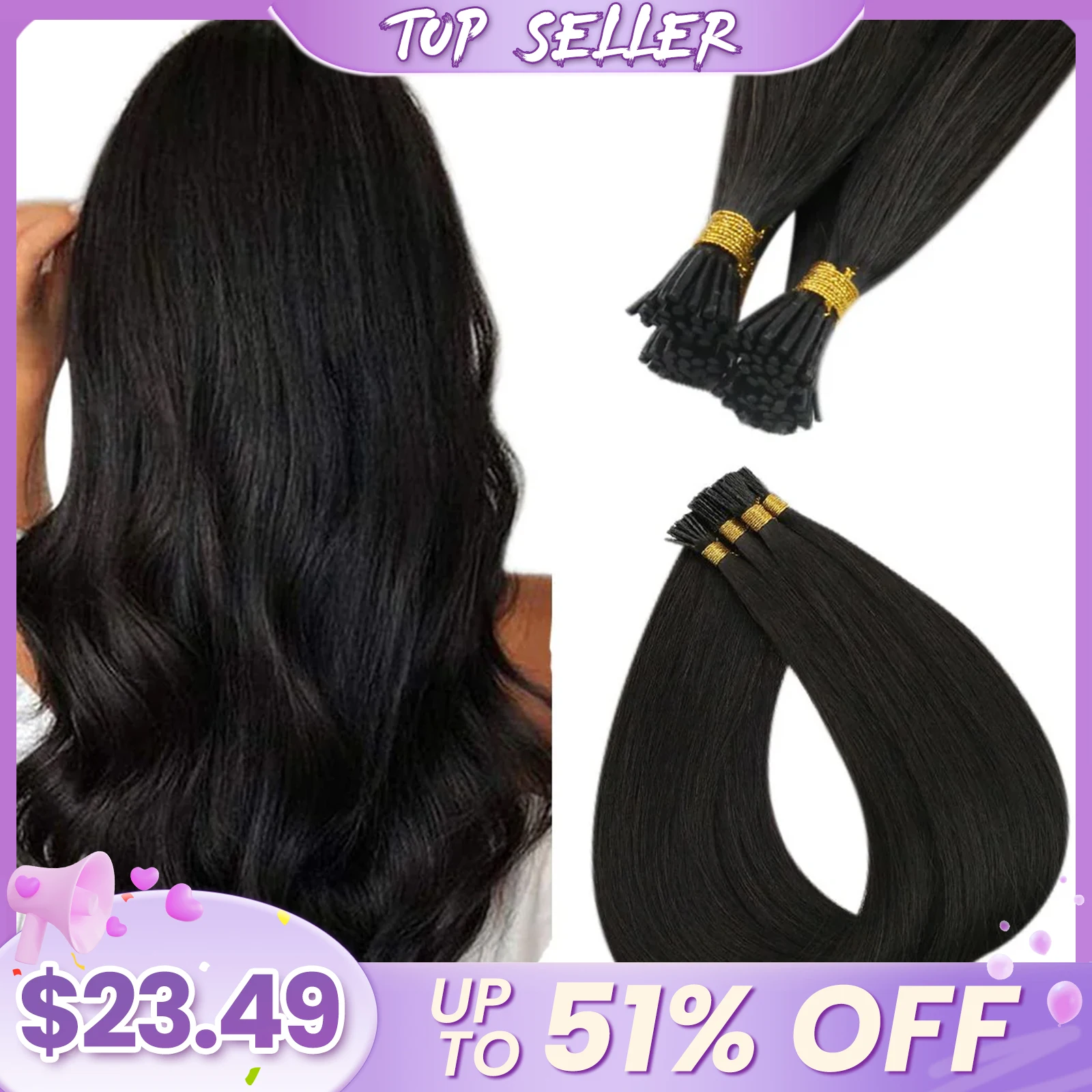 LaaVoo I Tip Наращивание волос Кератин Fusion 16-22 дюйма 100% настоящие бразильские