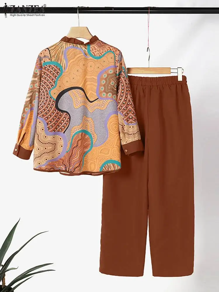 Модные женские дизайнерские комплекты ZANZEA Повседневная рубашка с рукавом 3/4