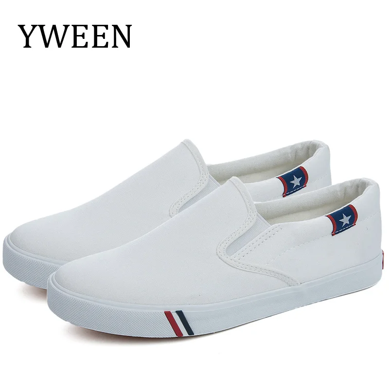 

YWEEN New Men Vulcanize Shoes Man Fashion Sneakers Leisure Platform Flats Student Breathable White Single Shoes Slip-on Shoes