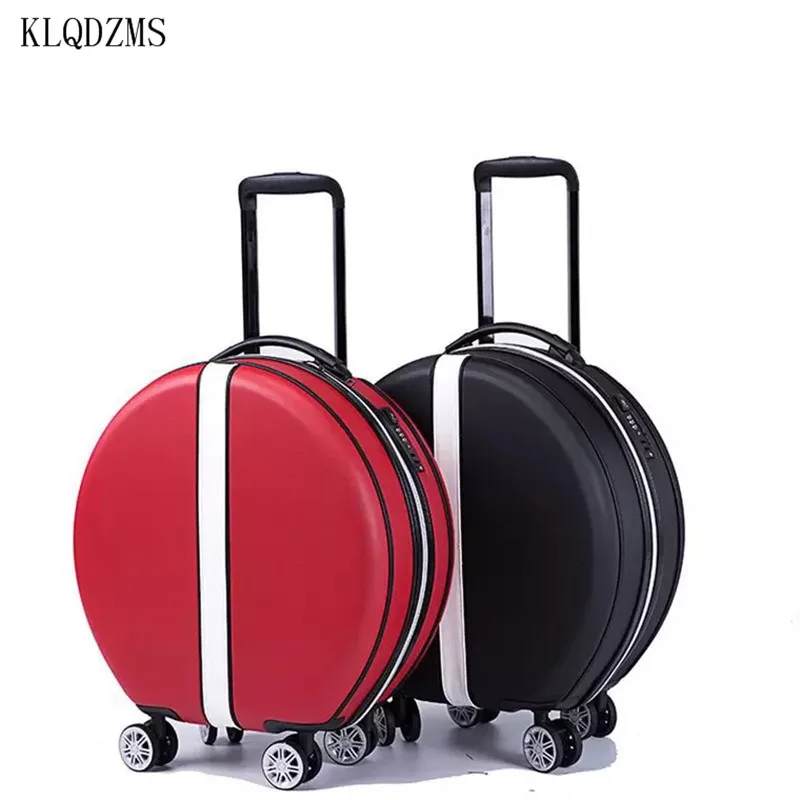 KLQDZMS Fashion Suitcase Female INS Net Red Luggage Round Trolley Case Universal Wheel 18 Inch Boarding Case Cosmetic Case