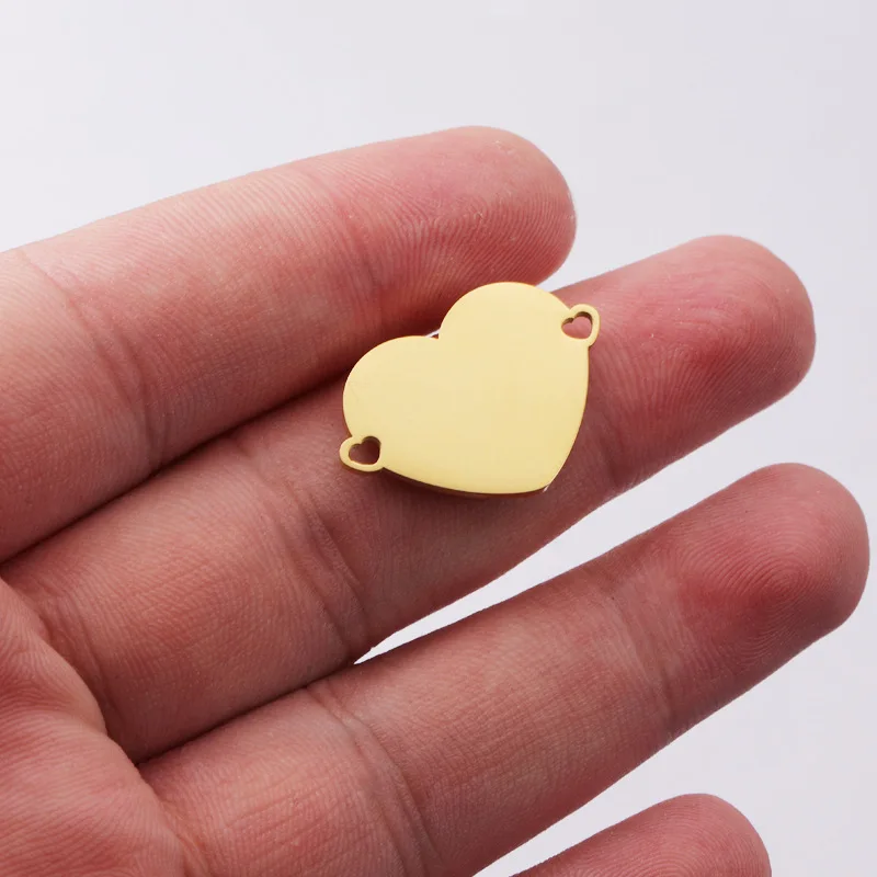 2 Pieces Pendant Mirror Stainless Steel Vacuum Plating Love Pendants Necklace Bracelets DIY Jewelry Making Accessories Wholesale