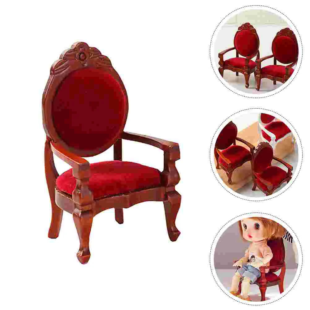

2PCS DIY Use Model Chair Mini Red Armchair Mini House Chair Decoration