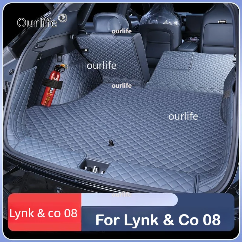 Фото Для Lynk & Co 08 EMP 2026 2025: Комплект аксессуаров для стайлинга автомобиля – Кожаный коврик в багажник, защитный коврик на спинку сидений, водонепроницаемый грязезащитный чехол №1