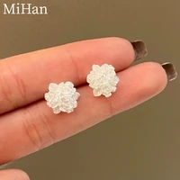 mihan 925 silver needle women jewelry white resin earrings pretty design sweet flower stud earrings for girl lady gift wholesale