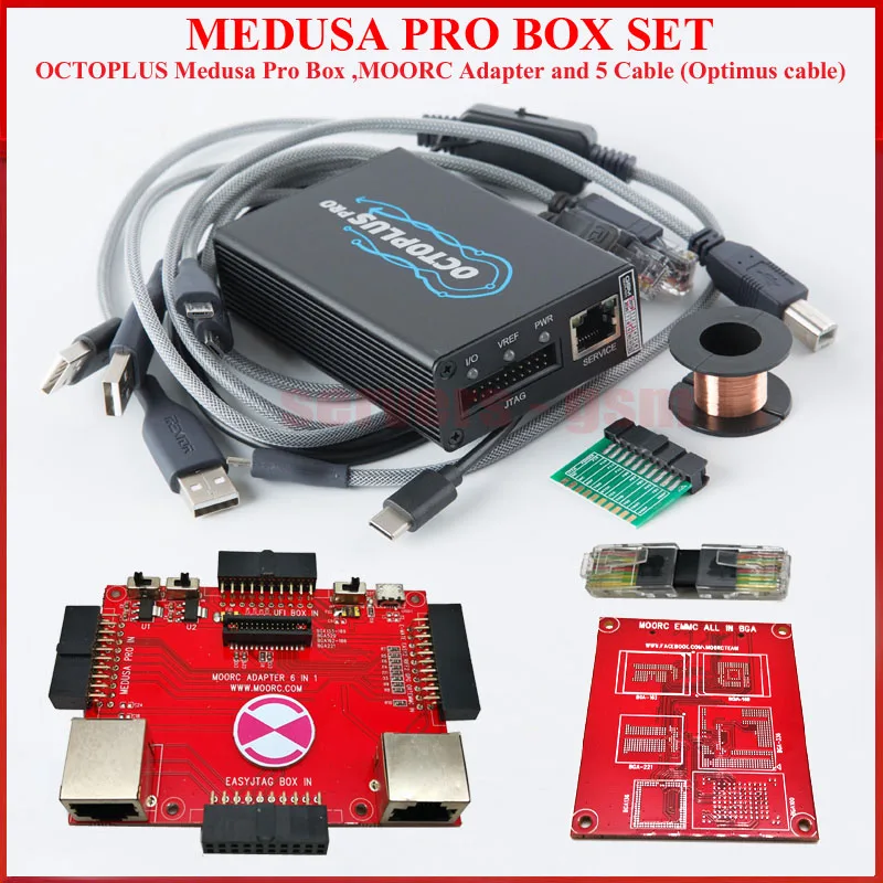 Оригинальный Новый адаптер Medusa Pro Box + ISP 3 в 1 JTAG/ eMMC с 5 кабелями (кабель Optimus) - купить