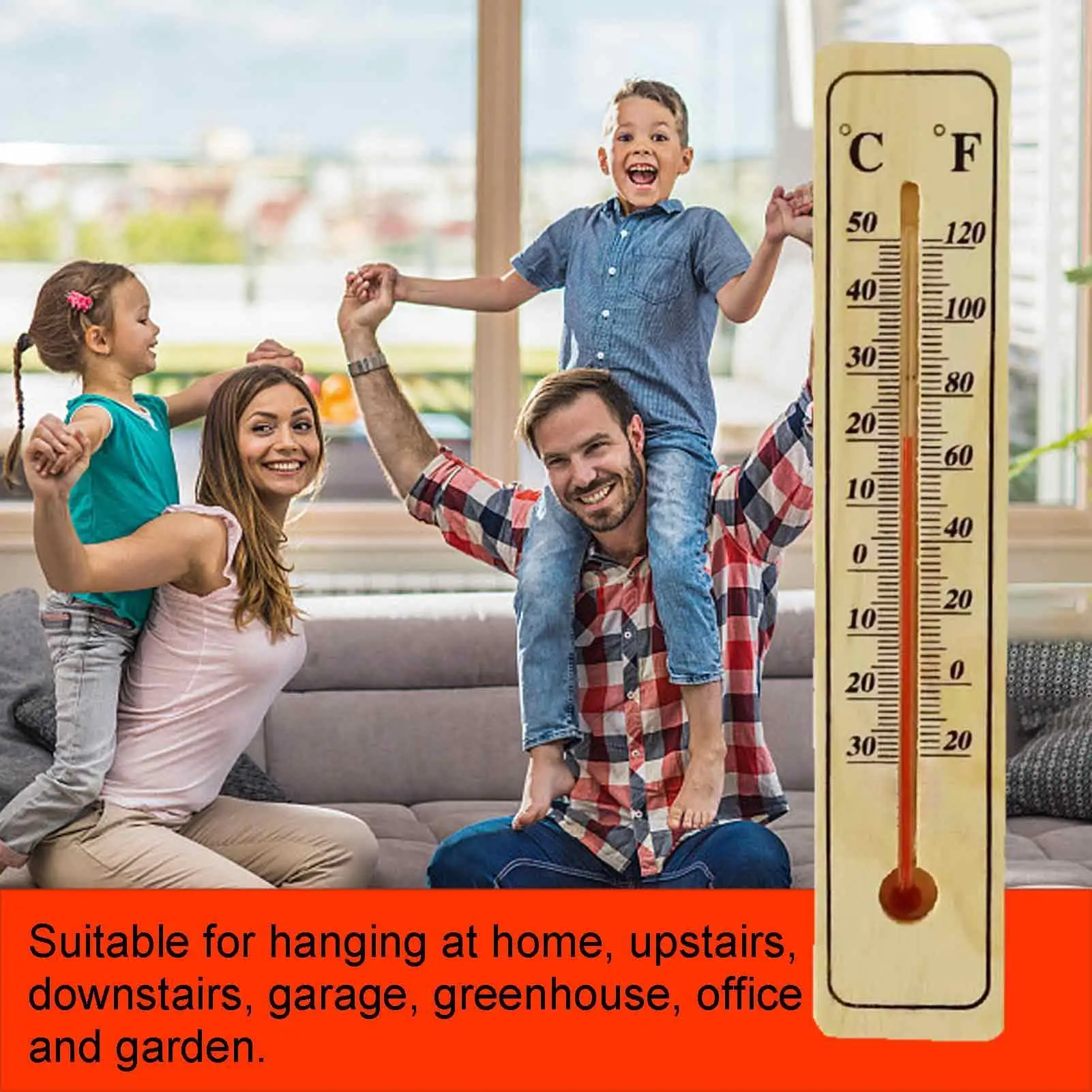 

Wall Thermometer | Wooden Indoor Thermometers with High Precision | Wooden Wall Thermometer for Outdoor, Indoor, Greenho