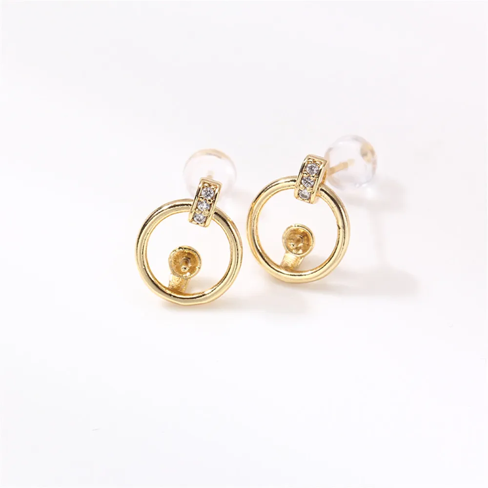 

Color Protection Domestic 14K Gold Wrapped Round Ring S925 Silver Needle Ear Studs DIY Accessories Earrings Jewelry Earrings