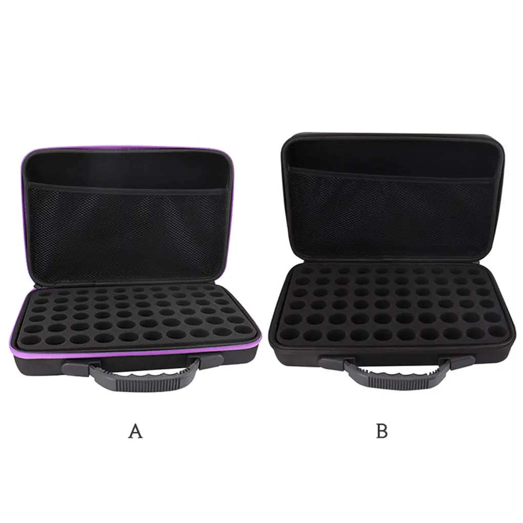 

Essential Oil Organizer 60 Grids Bottle Storage Box EVA Travel Zipper Case Handbag Black