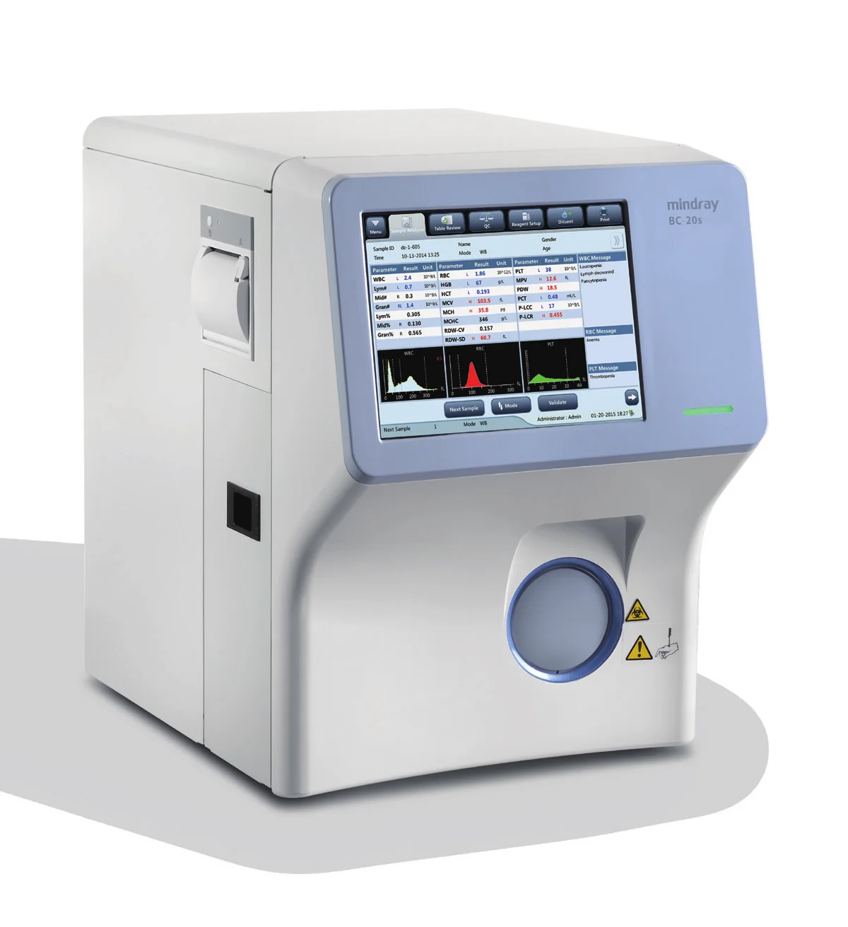 Mindray BC-20S Cell Counter Price Mindray 19 parameters&3 histograms 3-Part Hematology Analyzer WBC RBC PLT Test Machine