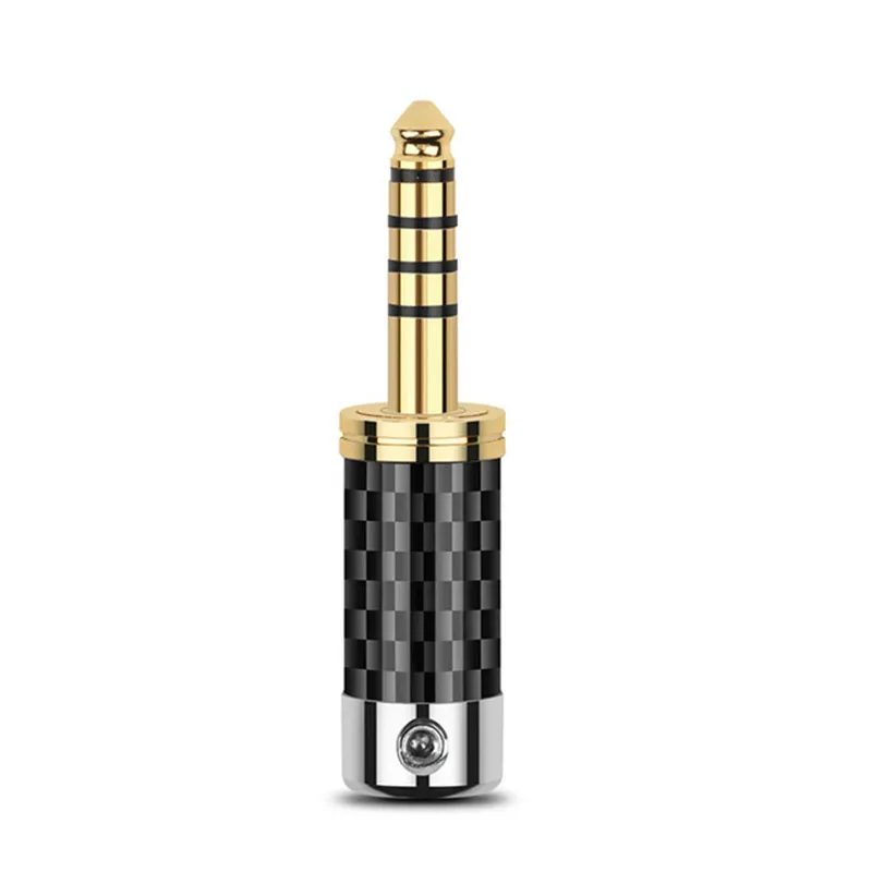 

4.4mm Connector Earphone Male Jack 5 Poles Balanced Plug Audio Adapter Carbon Fiber Gold Plated 4.4 Headset Speaker Terminal