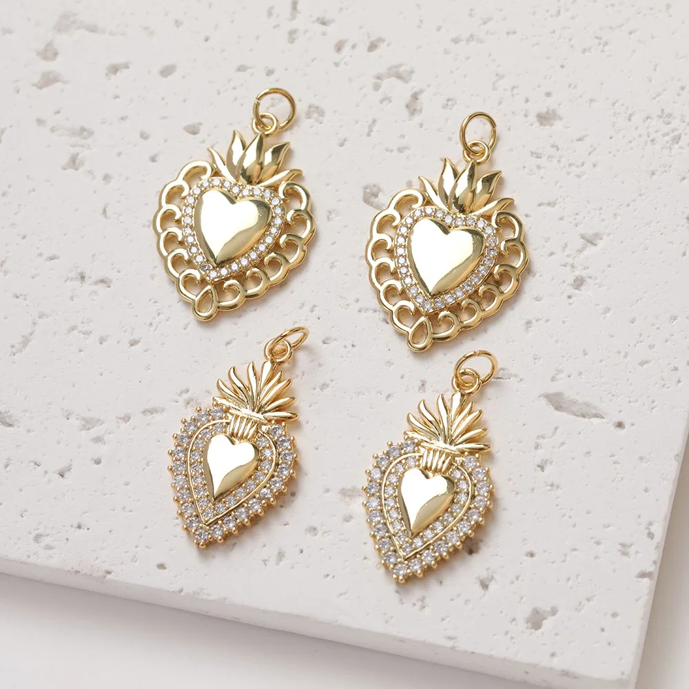 

1PCS 14K Gold Plated Brass Inlaid Zircon Pendant Material Accessories Charms For Necklace Making Supplies