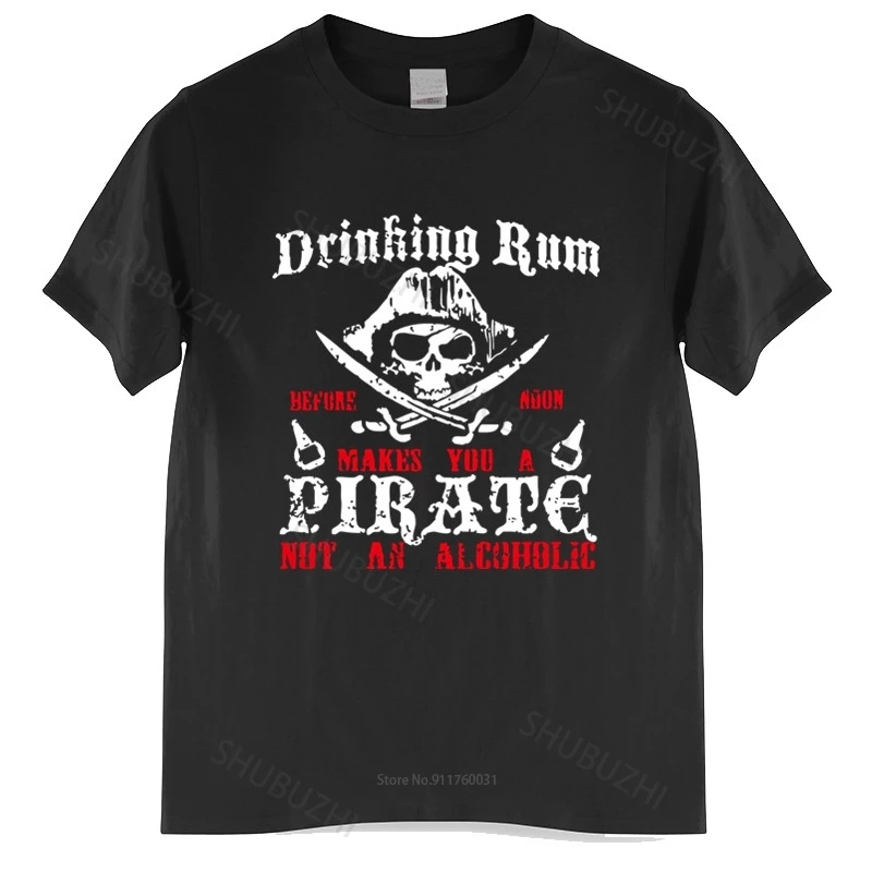 

Mens luxury cotton T shirt Mens Drinking Rum T Shirt Funny Pirate Holiday Stag Batchelor Loose tops for him plus size teeshirt