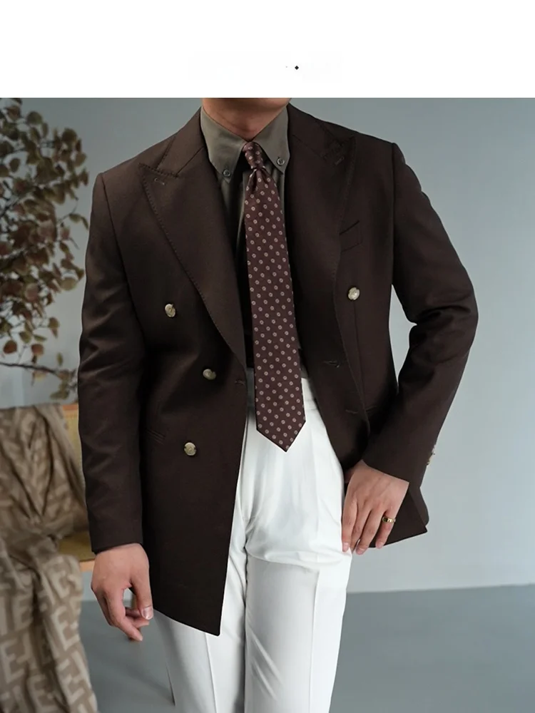 Paper Wan двубортный костюм с воротником-поло мужской модный повседневный