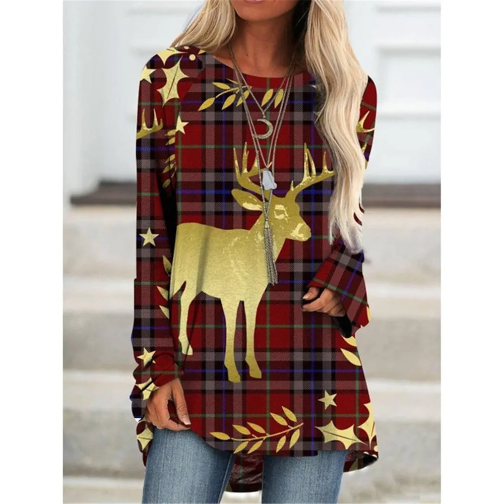 

Женская футболка с длинным рукавом, с круглым вырезом и 3D-принтом