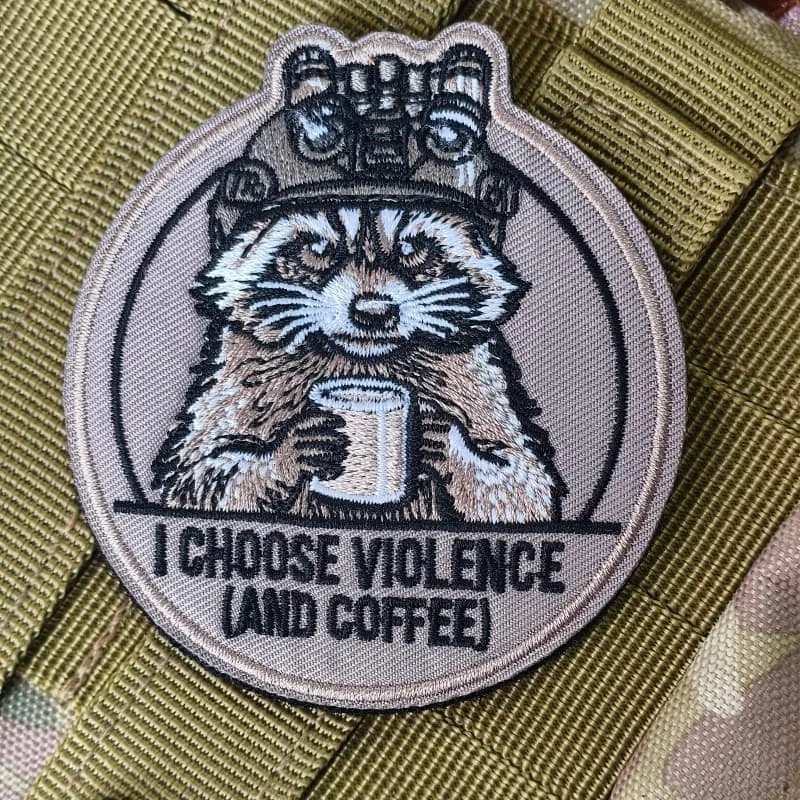 Нашивка-эмблема I Choose Coffee Raccoon с вышивкой, тактическая, на липучке, для жилетов, рюкзаков, декоративная, для одежды (art.: 3920dae6cd969) - 3920dae6cd969