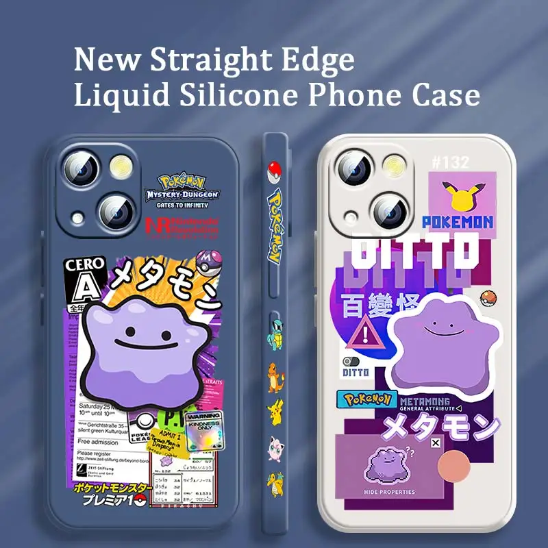 

Anime Pokemon Ditto Gardevoir Phone Case For Apple iPhone 14 13 12 Mini 11 XS Pro Max X XR 8 7 Plus SE Liquid Left Rope Cover