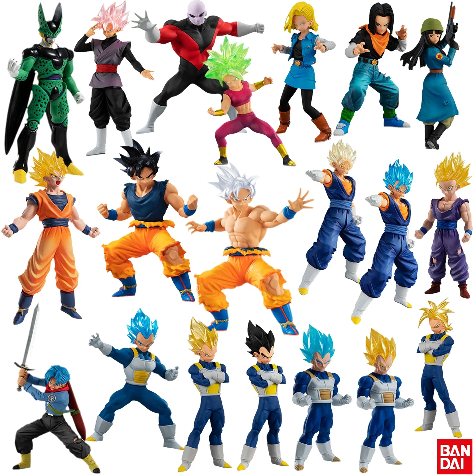 

Bandai Genuine Gashapon Toys Dragon Ball Super HG Golden Vegetto Trunks Mai Android 17 Jiren Caulifla Action Figure Model Toys