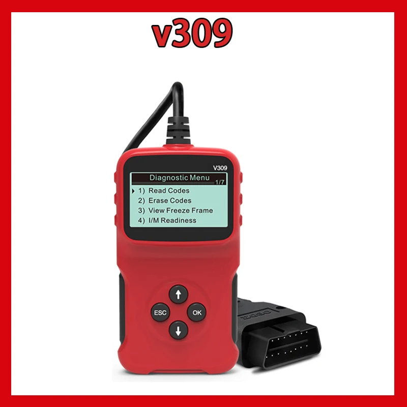 

Multiple Languages V309 Car Auto Fault Diagnostic Scanner OBD OBD2 ELM327 Code Reader Check Tool