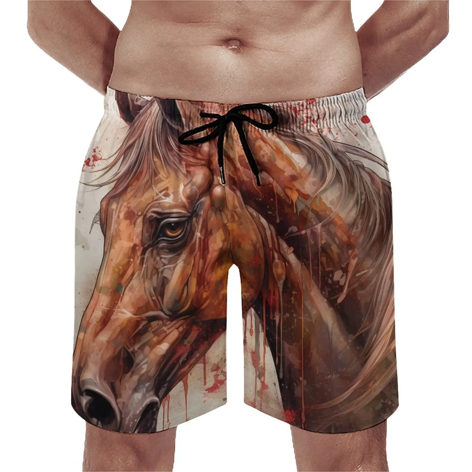 

Летние пляжные шорты с принтом лошадей, спортивные, для серфинга, фантастический Grotesque, винтажные быстросохнущие плавки, большие размеры